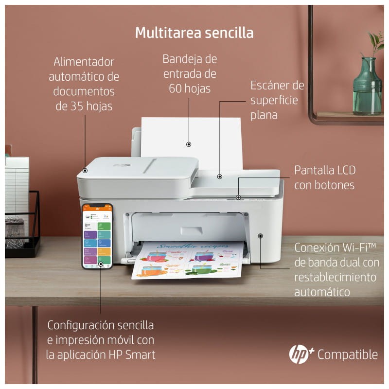 HP DeskJet Impresora de inyección de tinta a color todo en uno serie 27,  escaneo de copia de impresión, impresión móvil, conectividad USB  inalámbrica