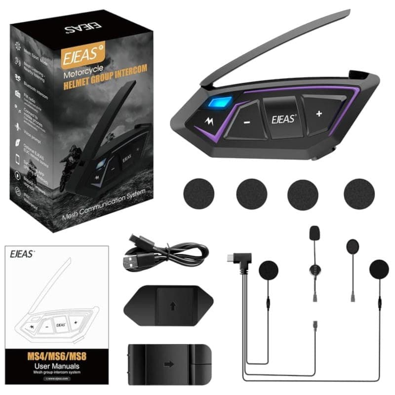 Interfone para motocicleta EJEAS MS8 Sem fio Bluetooth - Contenu