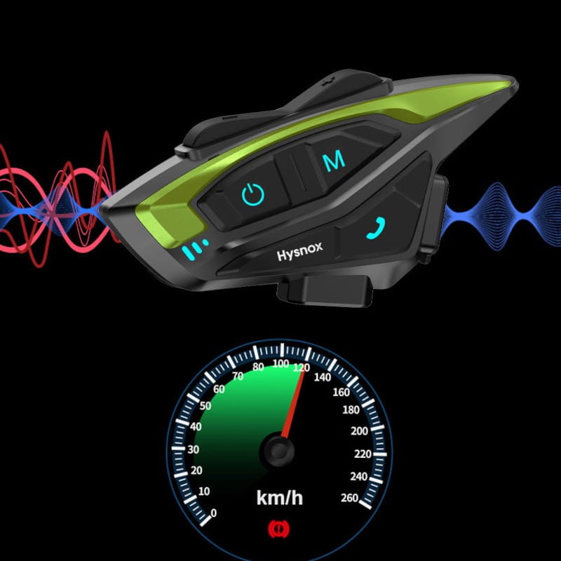 Intercomunicador para Motocicleta Hysnox Shark 08 Bluetooth 8 dispositivos verde - Item1