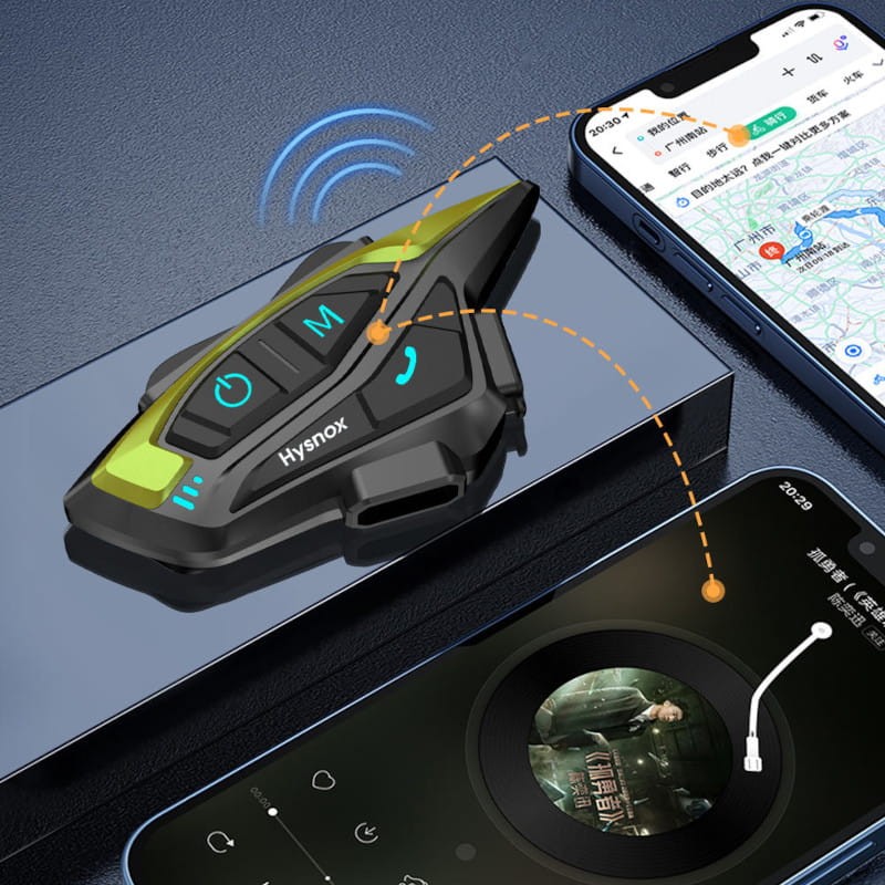 Intercomunicador para Motocicleta Hysnox Shark 08 Bluetooth 8 dispositivos verde - Item4