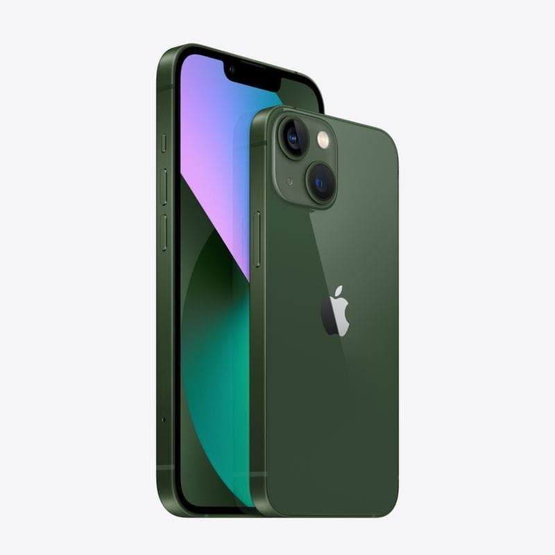 iPhone 13 256GB Verde Alpino Renovado - vista frontal y trasera