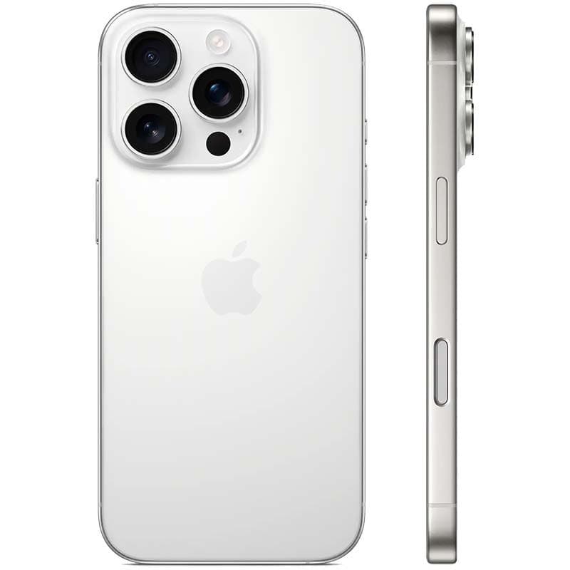 vista trasera y lateral del Teléfono móvil Apple iPhone 16 Pro 5G 128GB Blanco Renovado- Estado Excelente