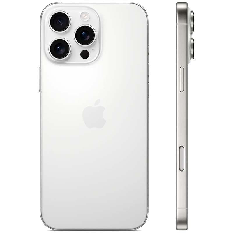 Apple iPhone 16 Pro Max 5G 256 Go Blanc Titane Reconditionné - Excellent État Vue arrière et latérale