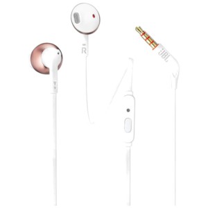 JBL Pure Bass T205 Blanc et Rose Gold - Écouteurs In-Ear