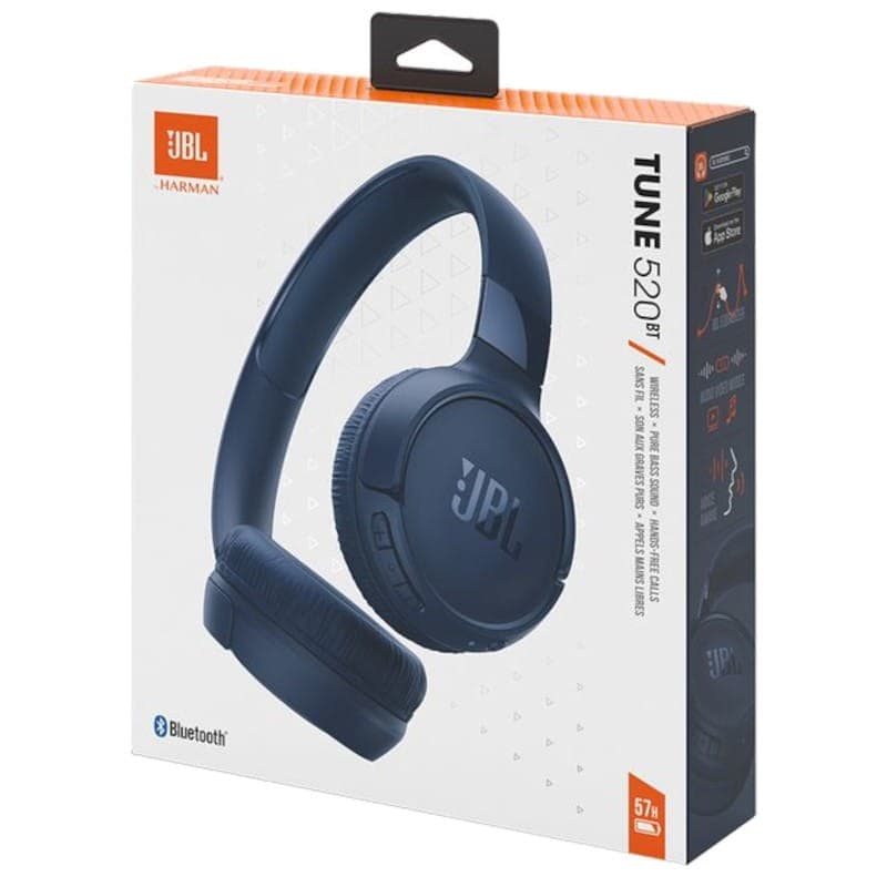 Caixa da JBL TUNE 520BT Azul - Fones de ouvido Bluetooth