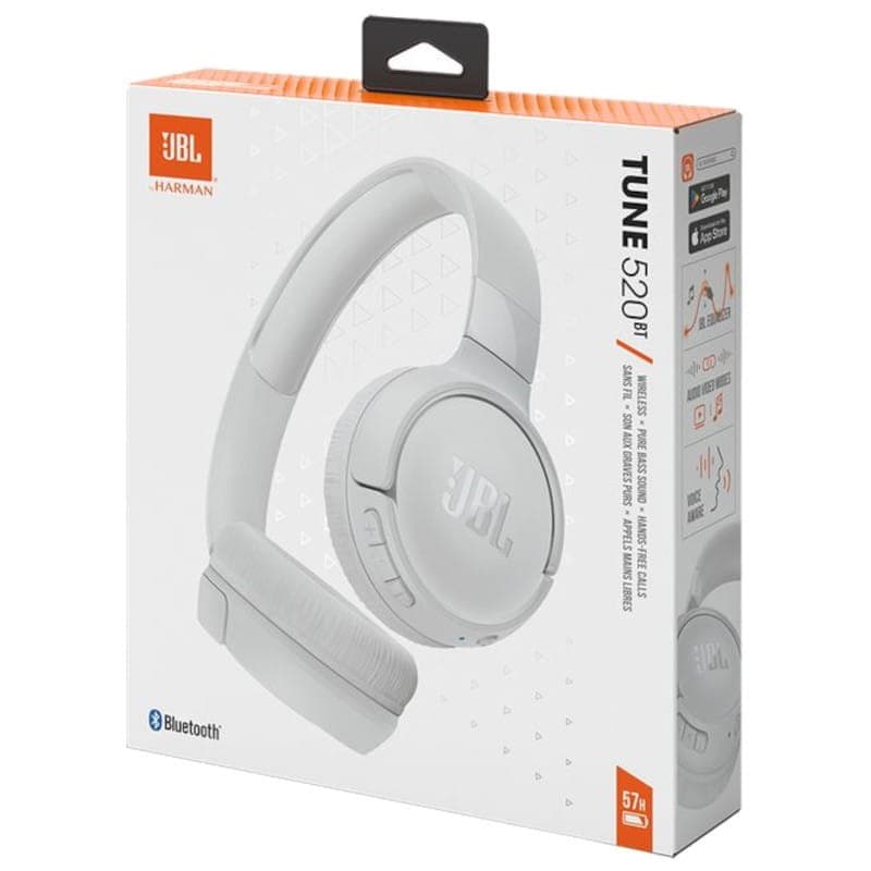 Caixa de JBL TUNE 520BT Branco - Fones de ouvido Bluetooth