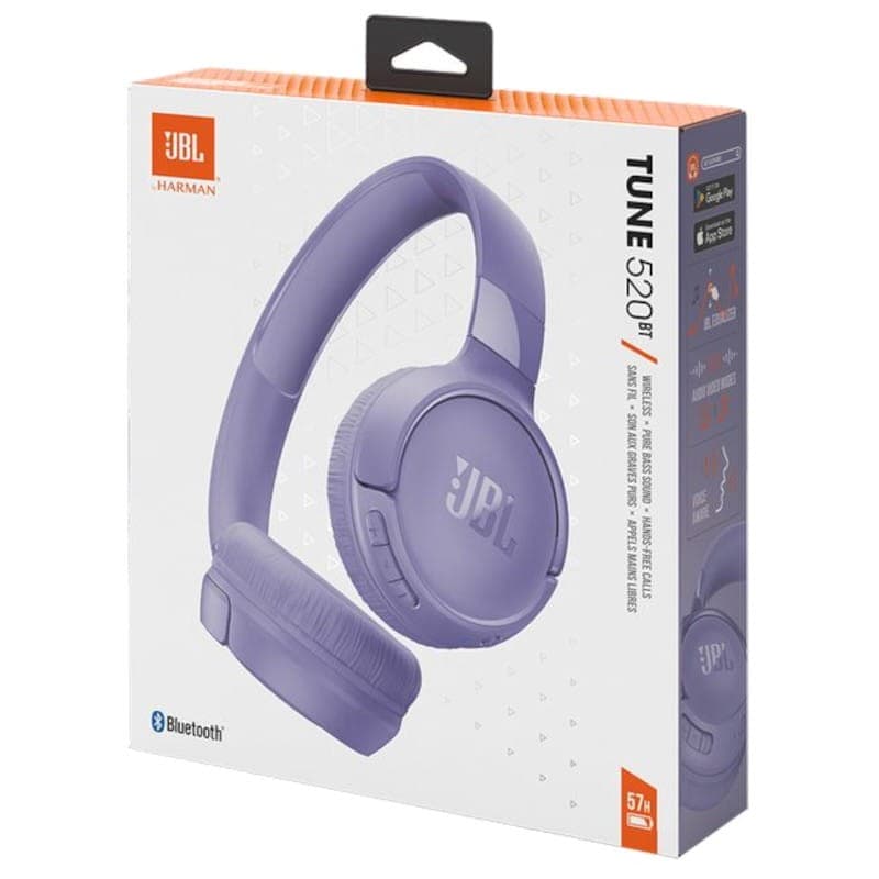 Caixa de JBL TUNE 520BT Roxo - Fones de ouvido Bluetooth