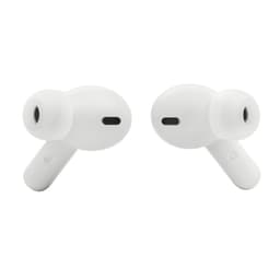 Vue de face des écouteurs Bluetooth JBL Wave Beam Blanc