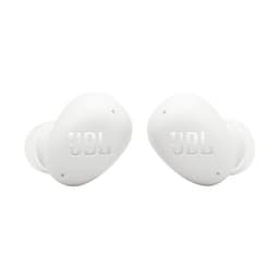 JBL Wave Buds 2 Branco com ANC, fones intrauriculares compactos, acabamento fosco branco, logotipo JBL em relevo, bicos de silicone e design ergonômico