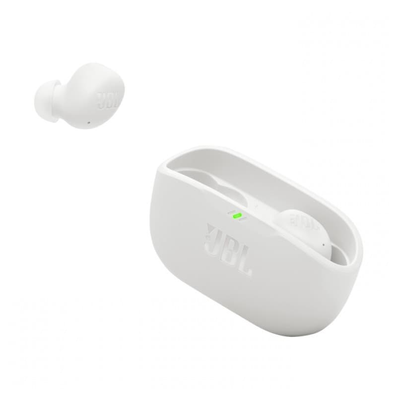 JBL Wave Buds 2 Branco com estojo de carregamento branco, LED indicador verde e design compacto intra-auricular com ANC
