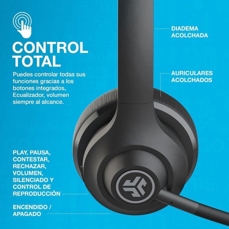 JLab Go Work Micrófono plegable Bluetooth Negro, Azul - Auriculares Inalámbrico y alámbrico - Ítem7