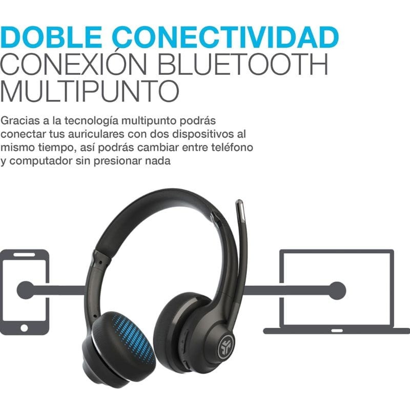 JLab Go Work Micrófono plegable Bluetooth Negro, Azul - Auriculares Inalámbrico y alámbrico - Ítem3