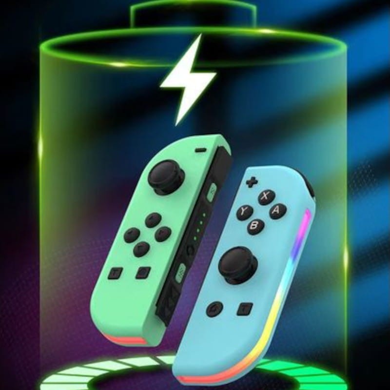 Conjunto de controle Joy-Con Esq/Dir Nintendo Switch compatível Light Verde Azul RGB - Item5