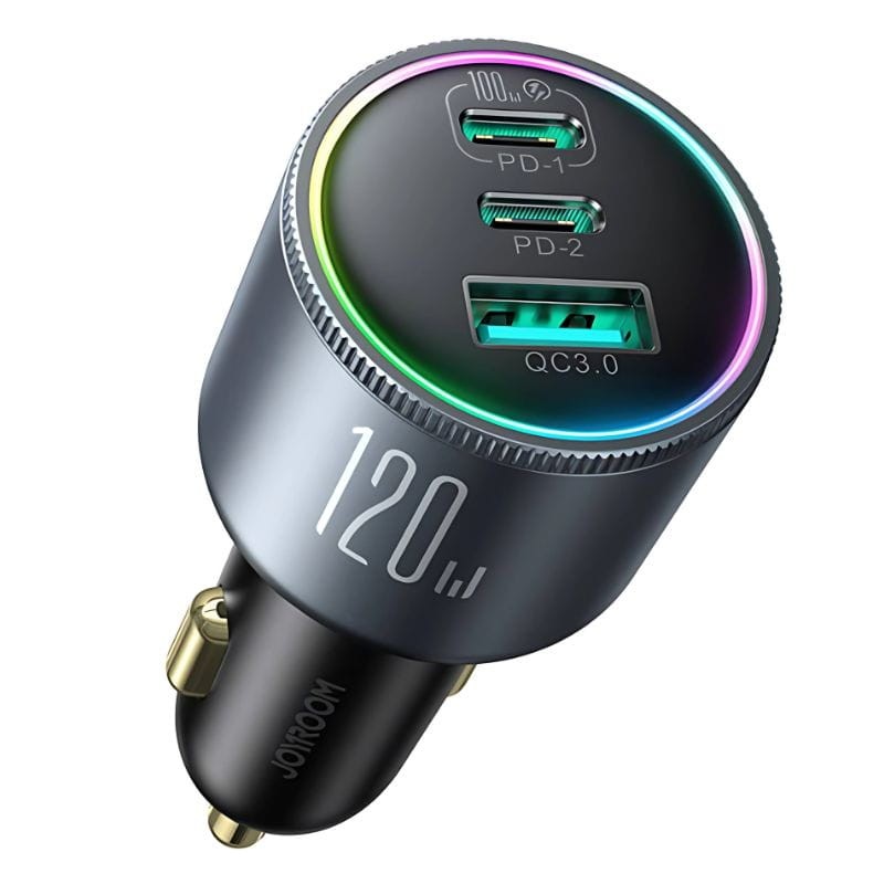 Joyroom JR-CCN07 120 W 3 em 1 USB-A e USB tipo C - Carregador de isqueiro - Item