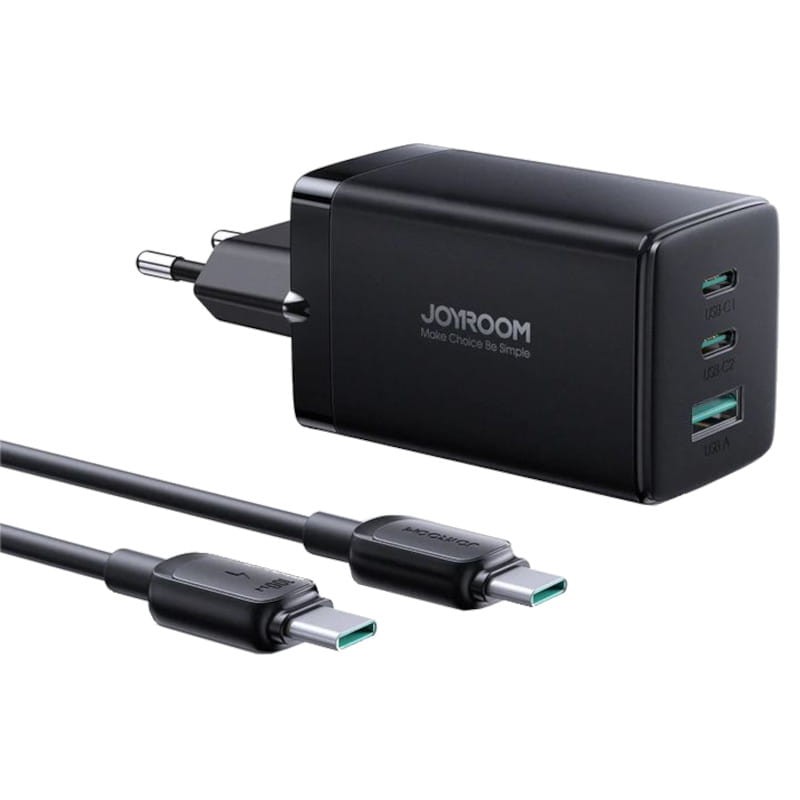 Joyroom JR-TCG01 65W Triple USB Tipo C/USB Carga Rápida Negro - Cargador con cable - Ítem