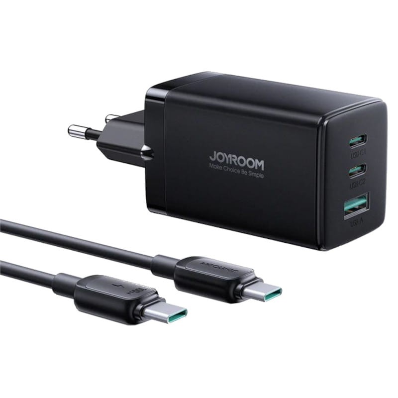 Joyroom JR-TCG01 65W Triple USB Type C/USB Charge Rapide Noir - Chargeur avec câble - Ítem