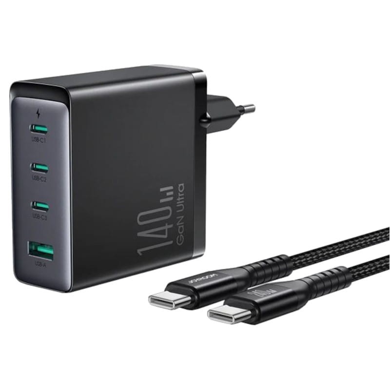Joyroom JR-TCG05 140W 4 Ports USB/USB Type C Charge Rapide Noir - Chargeur avec câble - Ítem