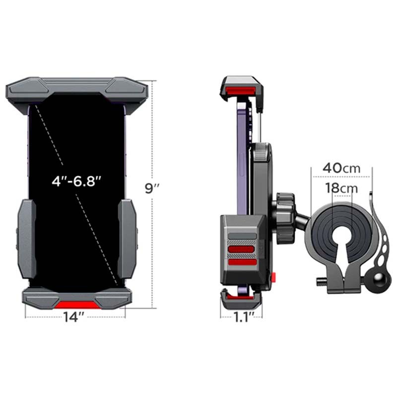 Soporte Metal Smartphone/Móvil Joyroom JR-ZS265 Giratorio 360º para manillar de Moto/Bicicleta/Patinete Negro - Ítem1