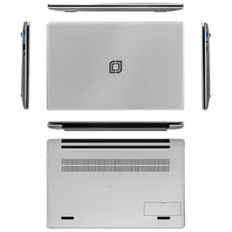 Jumper EZbook X6 argent 14 pouces, châssis fin en aluminium, ports latéraux, logo central, grilles de ventilation dessous, design mince et léger