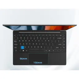 Clavier AZERTY noir au motif carbone avec large pavé tactile 156 x 96 mm, touches multimédia et châssis fin du Jumper EZbook X6 14 pouces