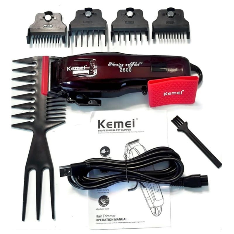 Máquina de cortar cabelo Kemei Clipper KM-2600PG Vermelho - Item4