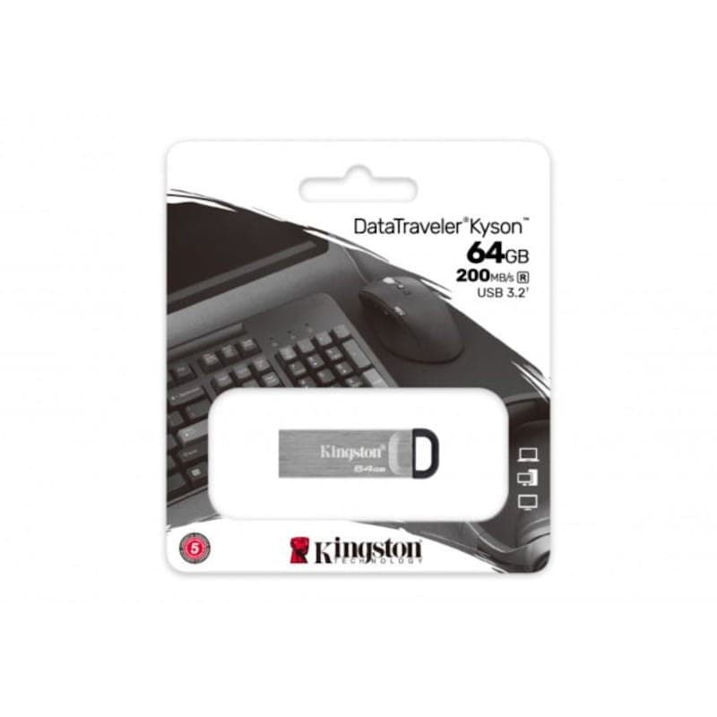 Paquet du Kingston DataTraveler Kyson 64GB USB A Argent