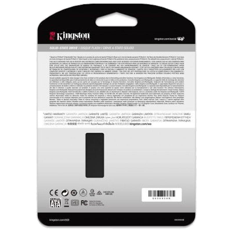 Kingston KC600 512GB SATAIII 3D TLC Disco duro Trasera empaquetado