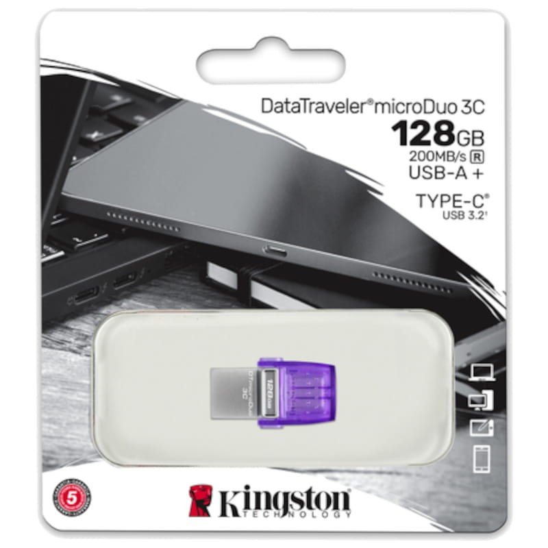 Kingston Technology DataTraveler microDuo 3C 128 GB Púrpura - Unidad flash USB - Ítem4