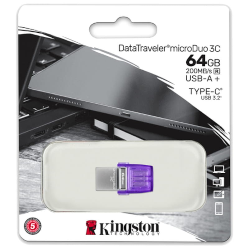 Kingston Technology DataTraveler microDuo 3C 64 GB Púrpura - Unidad flash USB - Ítem4