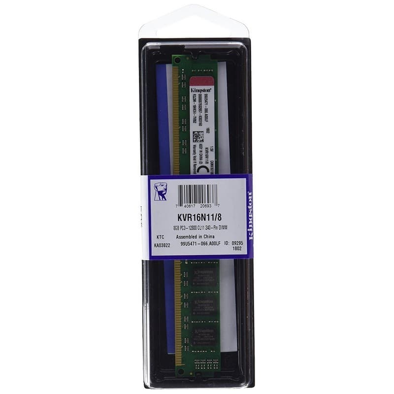 Kingston ValueRAM 8GB DDR3 1600MHz CL9 - boîte d'emballage du produit