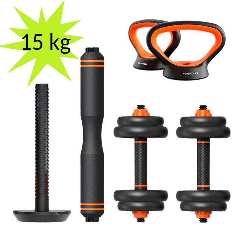 Kit de Musculação Halteres + Barra + Kettlebell Xiaomi FED 15kg - Item