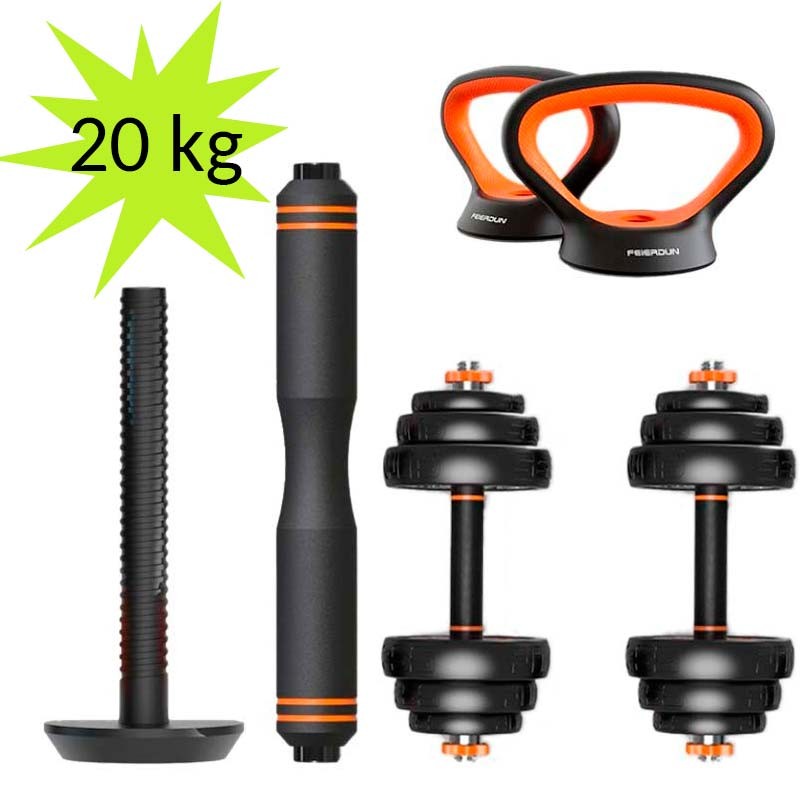 Kit Entrenamiento 10Kg 4en1 Mancuernas Barra Push Ups Pesas - Negro/rojo —  HTS