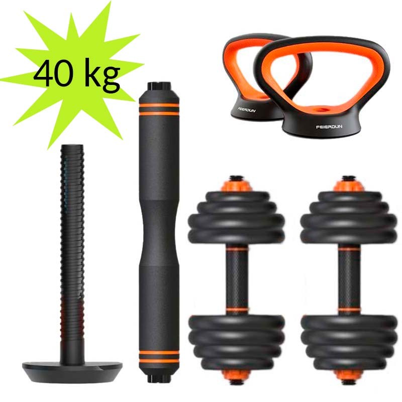 Kit de Musculaci n Mancuernas Barra Pesa Rusa 40kg