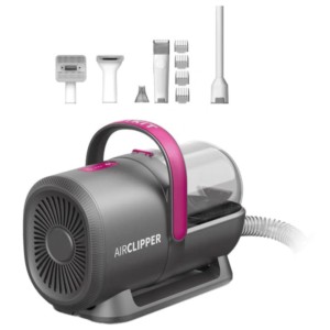 Kit de Toilettage pour Animaux de Compagnie avec Aspirateur 5 en 1 Grooming Vacuum Kit noir