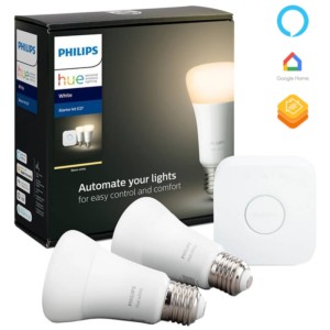 Philips Hue Wi-Fi Starter Kit w/ 2.0 Bridge/2x Warm White E27 LED Light Bulb/App 