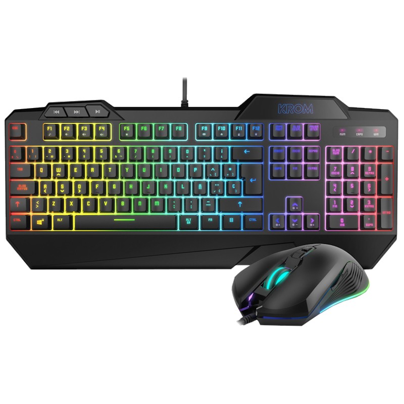 Kit de teclado e mouse Krom Krusher RGB USB - Item