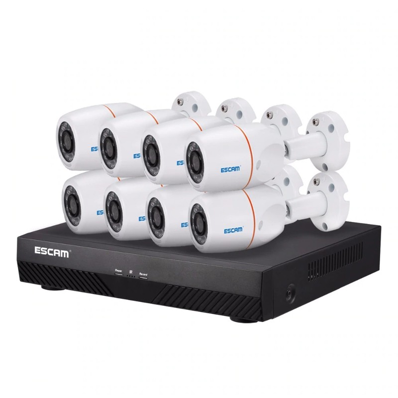 Kit Monitor de vídeo IP ESCAM PNK805 8 Câmaras + Gravador POE