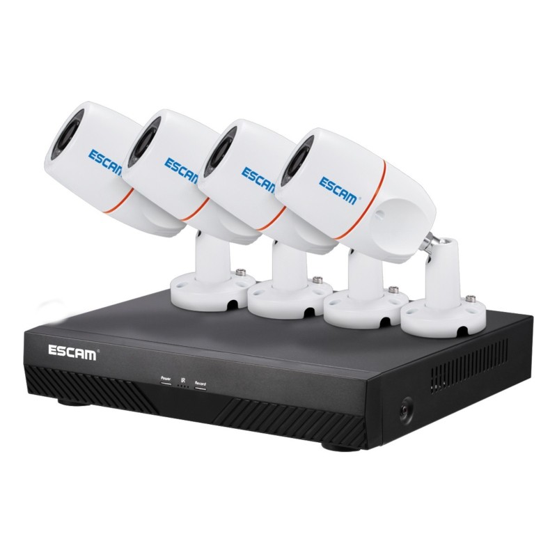 Kit videovigilancia IP ESCAM PNK405 4 Camaras + Grabador POE