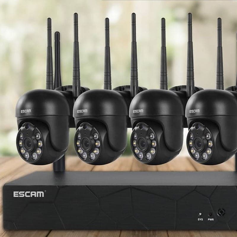 Kit videovigilancia IP Escam WNK614 Wifi 3MP 4 Cámaras - Adaptable
