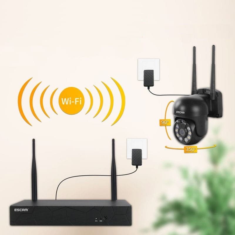 Kit videovigilancia IP Escam WNK614 Wifi 3MP 4 Cámaras - Conexión