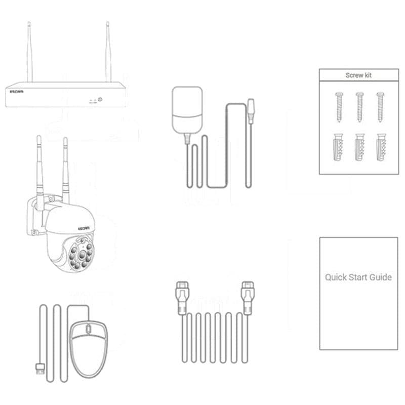 Kit videovigilancia IP Escam WNK614 Wifi 3MP 4 Cámaras - Contenido