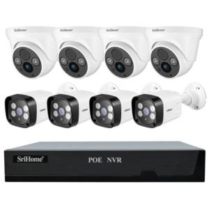 Kit de Videovigilancia Grabador Sricam NVS005 + 4 cámaras SH035B + 4 cámaras SH030B
