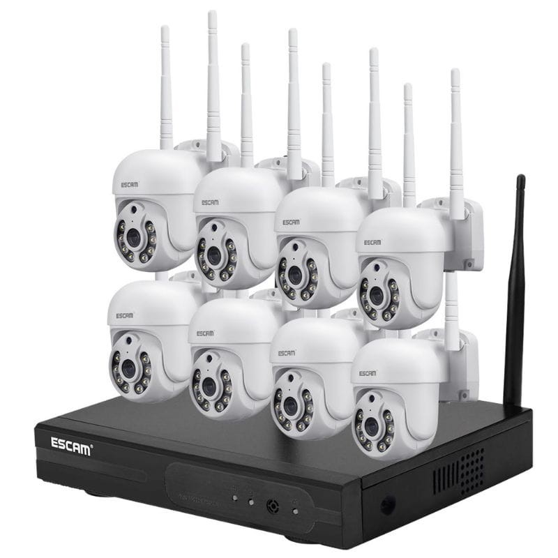 Kit de vidéosurveillance IP Escam WNK718 3MP Wifi 8 caméras Blanc - Ítem