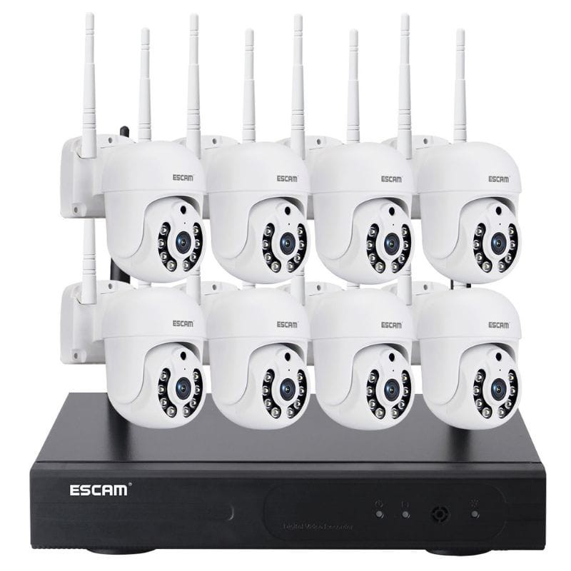 Kit de vidéosurveillance IP Escam WNK718 3MP Wifi 8 caméras Blanc - Ítem1