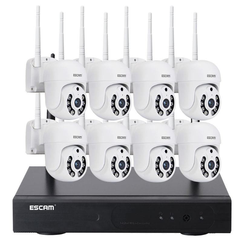 Kit videovigilancia IP Escam WNK718 Wifi 3MP 8 Cámaras Blanco - Ítem1