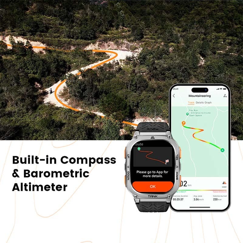 Kospet Tank M3 Ultra Edição Especial Preto - bússola, barómetro e altímetro