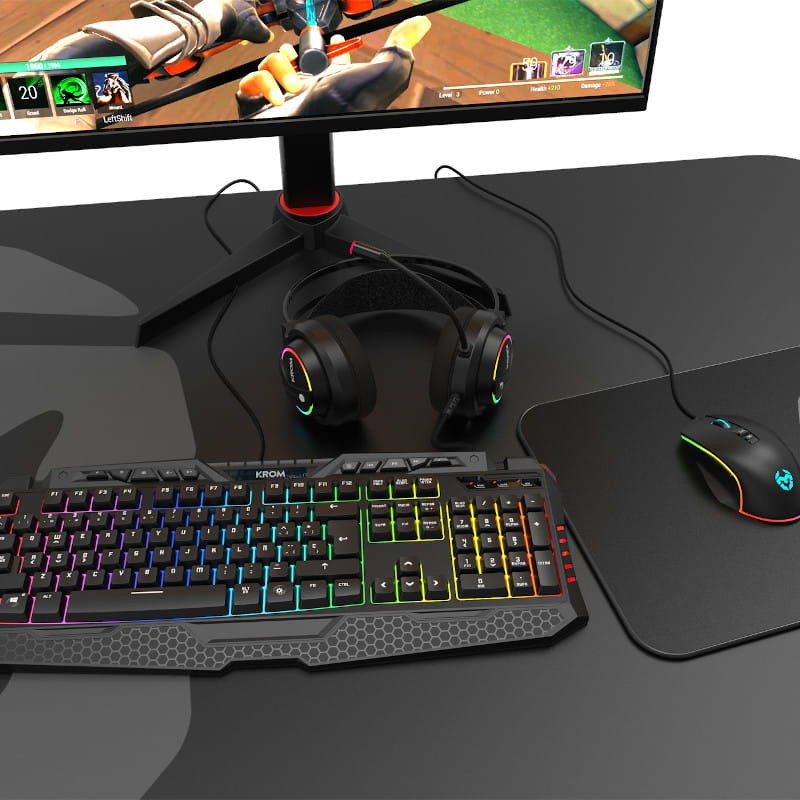 Krom Kritic Kit Gaming RVB Clavier, Casque, Souris, Tapis de souris - Ítem1
