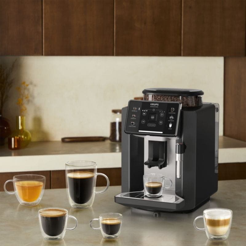 Vue d'ensemble de la Machine à café automatique Krups Sensation C10 Noir avec différents types de cafés