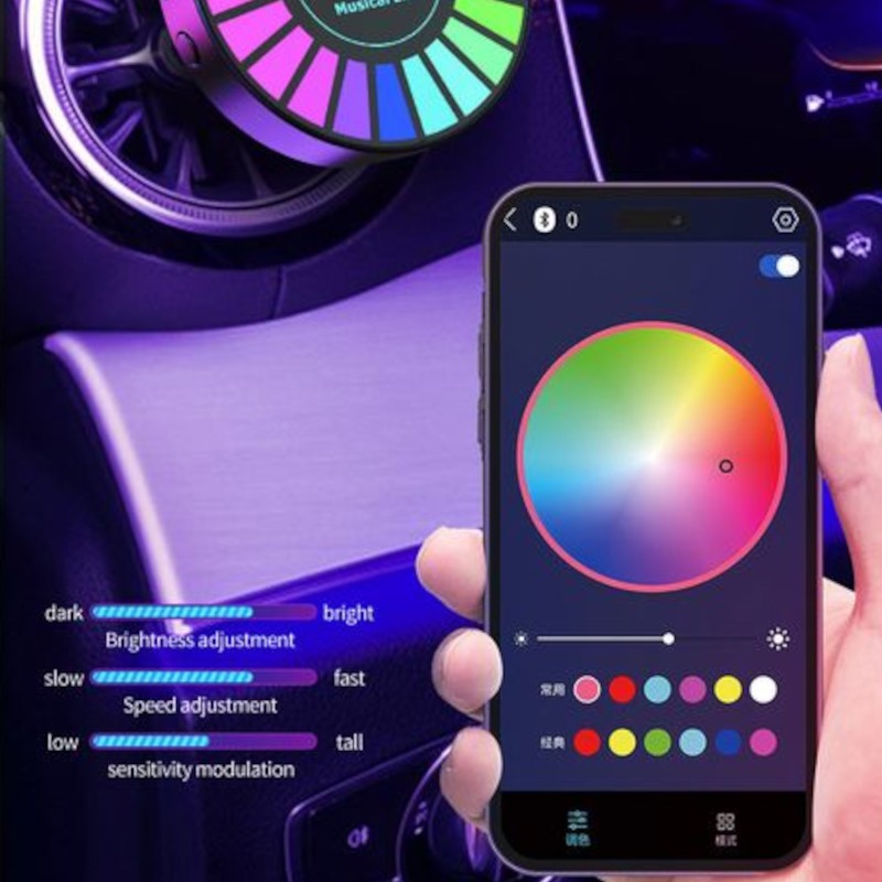 Lampe LED LS130 Contrôle du son et de la musique pour voiture RVB USB Type C Noir - Ítem7