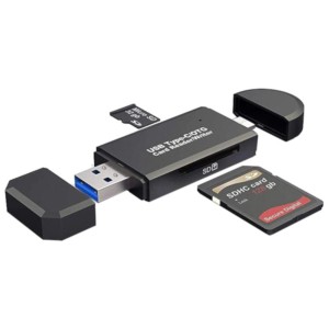 Leitor de Cartão SD/MicroSD Smartphone 3 em 1 USB 2.0/USB C/Micro USB
